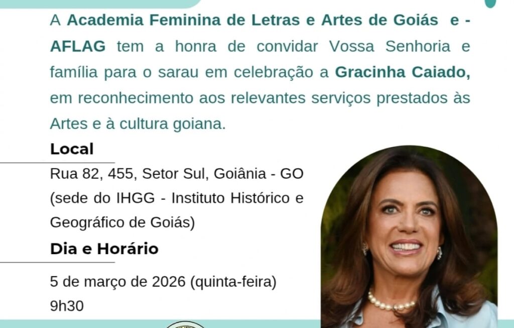 Aflag vai comemorar Dia da Mulher com homenagem a Gracinha Caiado em Goiânia