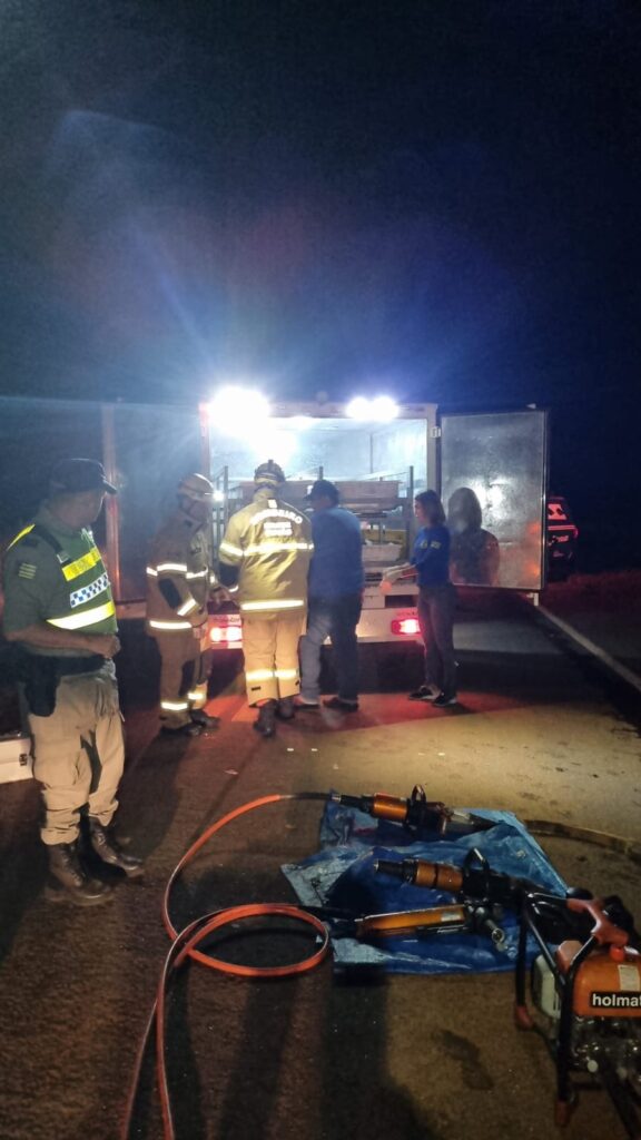 Acidente entre caminhão e caminhonete deixa dois mortos na GO-174, perto de Montividiu (foto: CBMGO)
