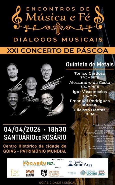 Quinteto de Metais faz apresentação única no Santuário do Rosário, na cidade de Goiás