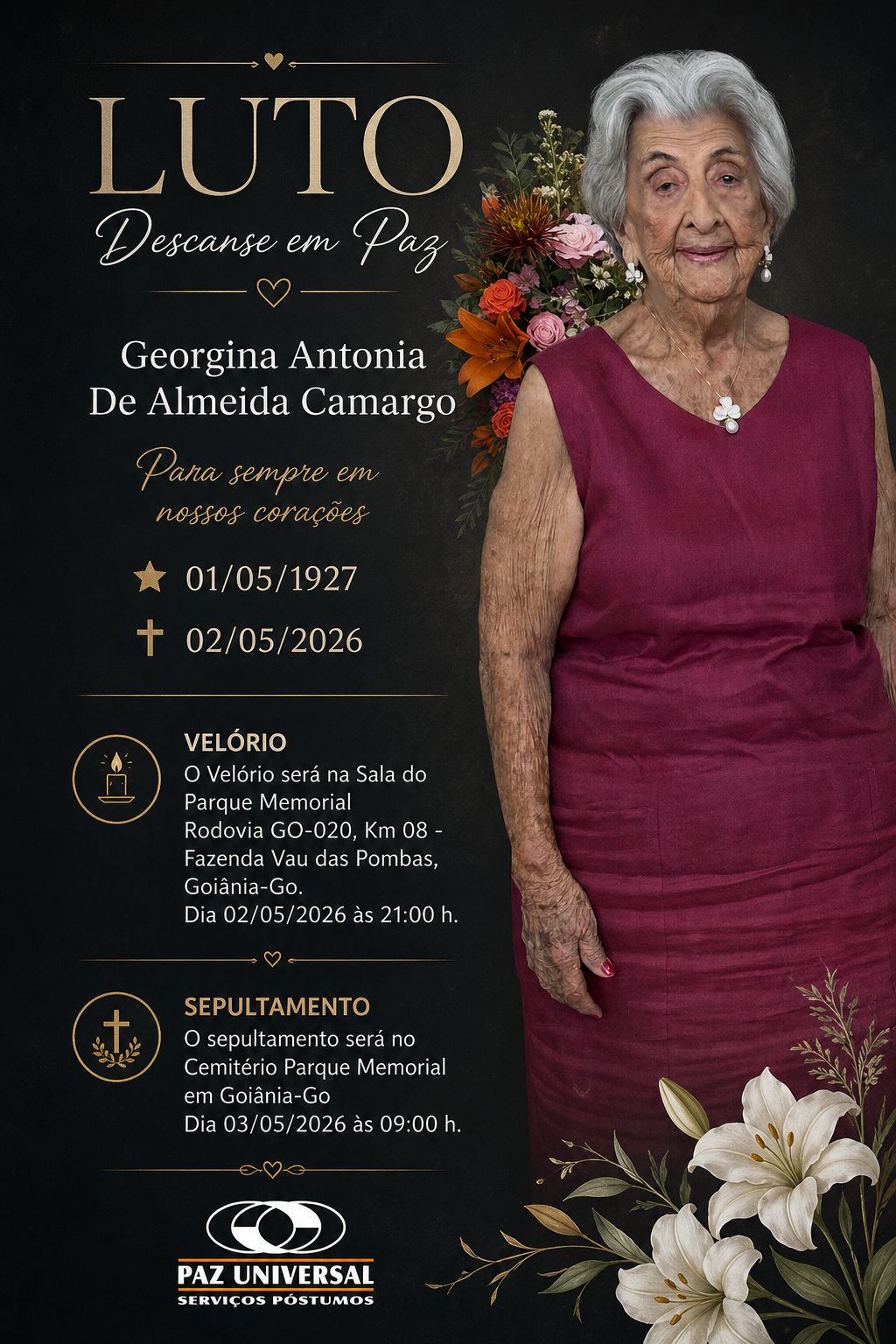 Georgina Almeida Camargo morre aos 99 anos em Goiânia (foto: divulgação)
