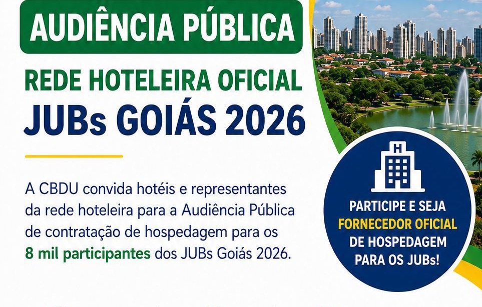 Audiência pública vai definir rede hoteleira oficial dos Jogos Universitários Brasileiros – Goiás 2026
