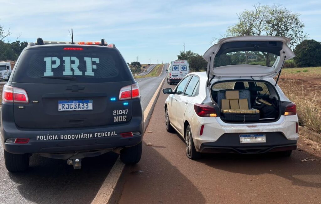 PRF apreende 40 kg de drogas e captura foragido após tentativa de fuga na BR-060, em Acreúna