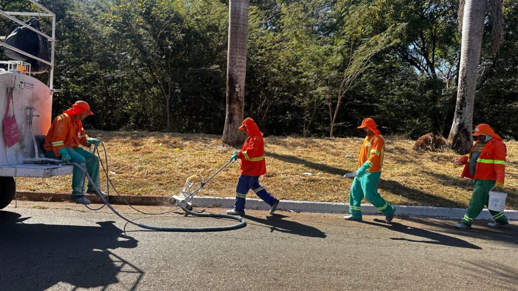 Prefeitura intensifica serviços de pintura de meio-fio em Goiânia