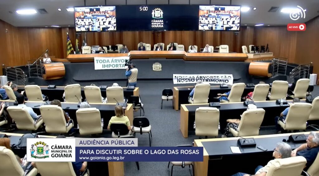 Audiência pública debate retirada de árvores e revitalização do Lago das Rosas em Goiânia