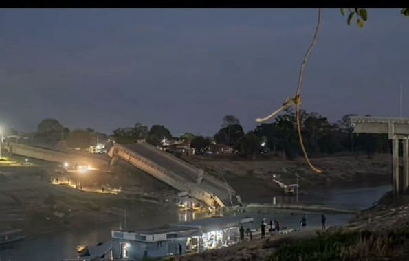 Ponte desaba no Acre 2 anos após inauguração; 4 pessoas ficaram feridas