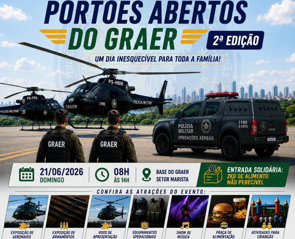 Base do Graer em Goiânia terá dia com exposição de aeronaves, shows e atrações para crianças