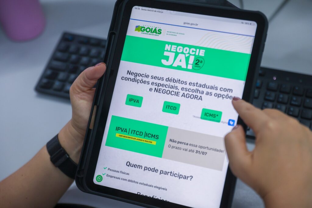 Programa do Governo de Goiás oferece descontos de até 99% sobre juros e multas para regularização de débitos de ICMS, IPVA e ITCD