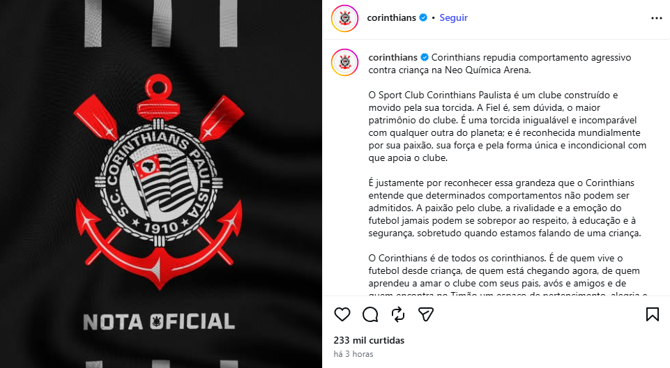 Corinthians condena ataque a garoto por camisa de Neymar