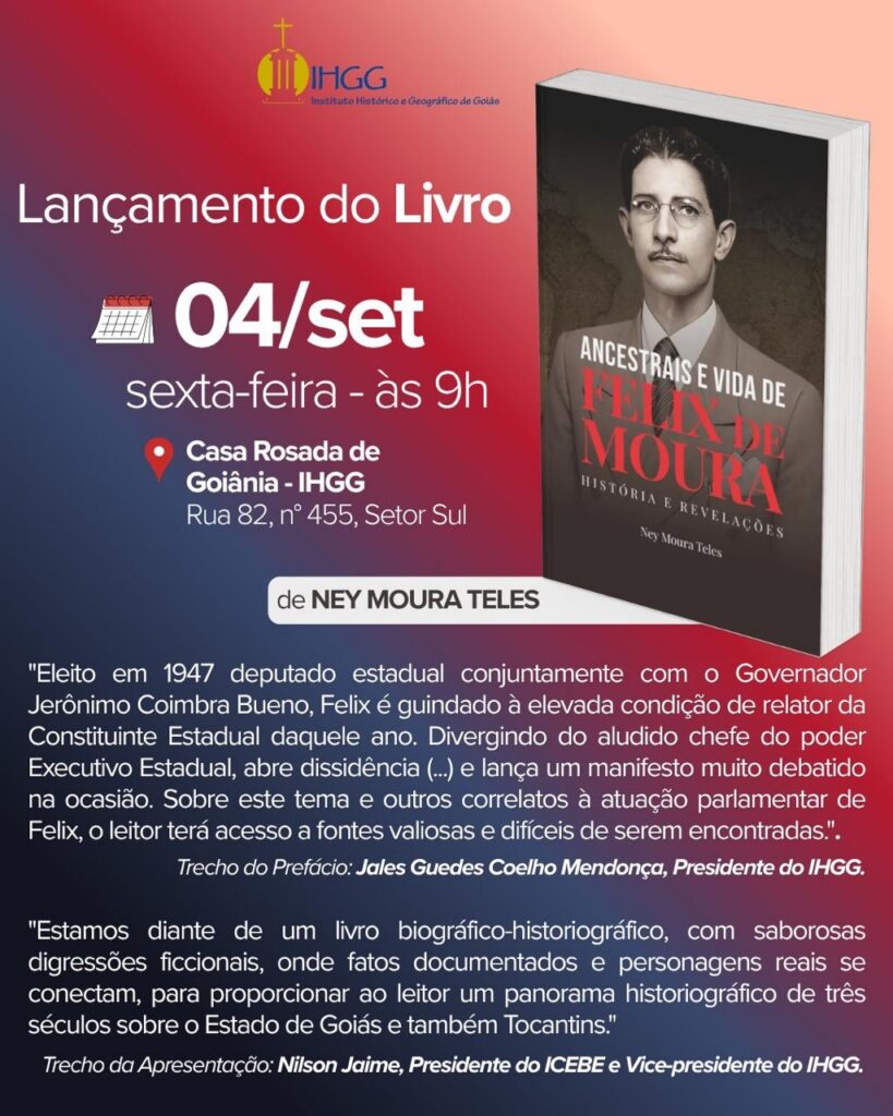 Livro sobre Félix de Moura será lançado no IHGG