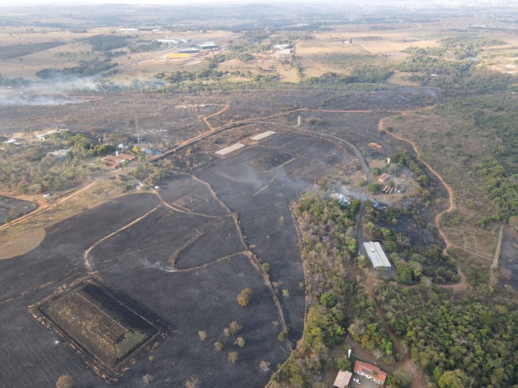 Incêndio atinge Parque Estadual Telma Ortegal, em Abadia de Goiás