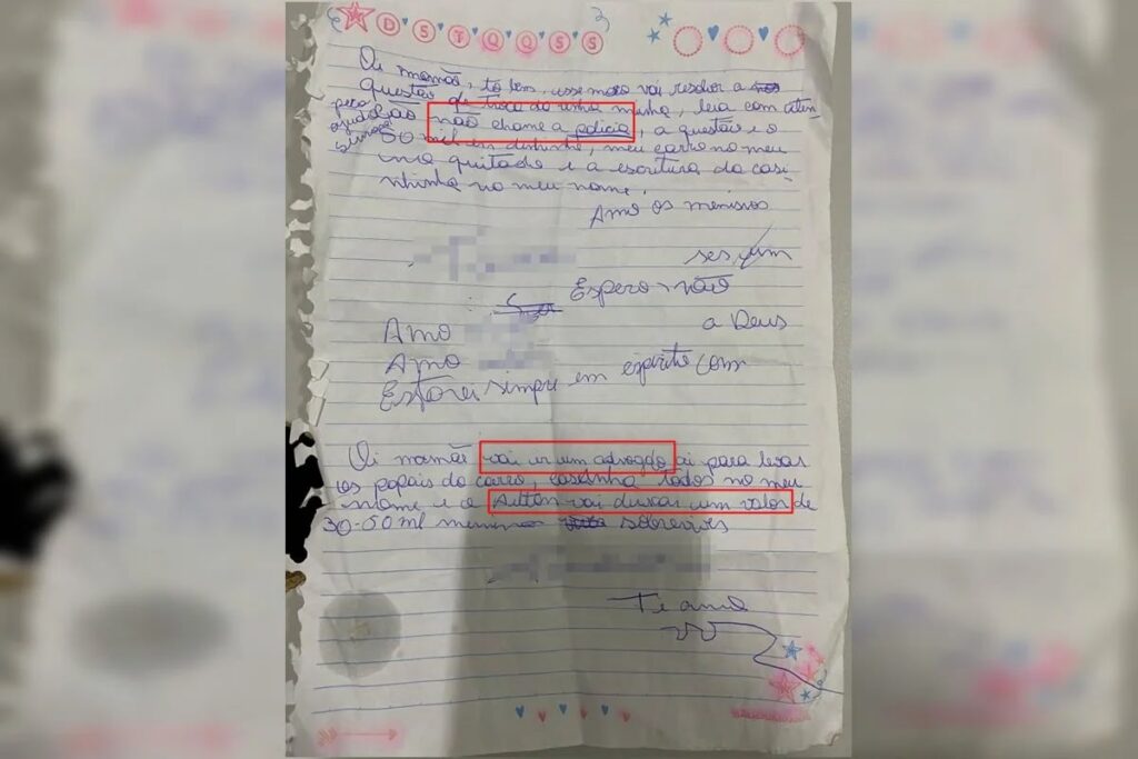 Mulher encarcerada por ex-companheiro em Águas Lindas de Goiás escreveu carta à mãe