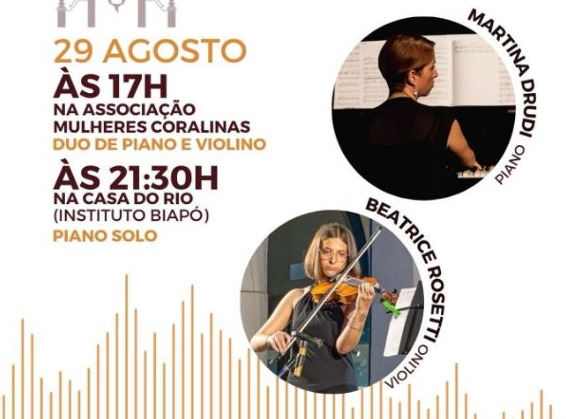 Projeto Diálogos Musicais promove noite de concertos na cidade de Goiás com violinista e pianista italianas